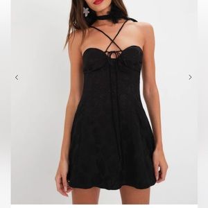 For Love & Lemons - Melody Mini Dress (Black, XL)